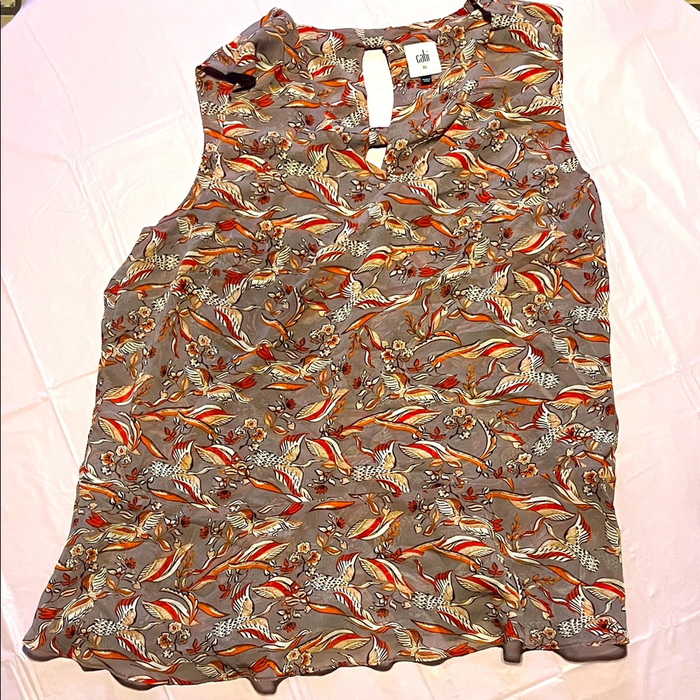 CAbi Multicolor Patterned Sleeveless Blouse